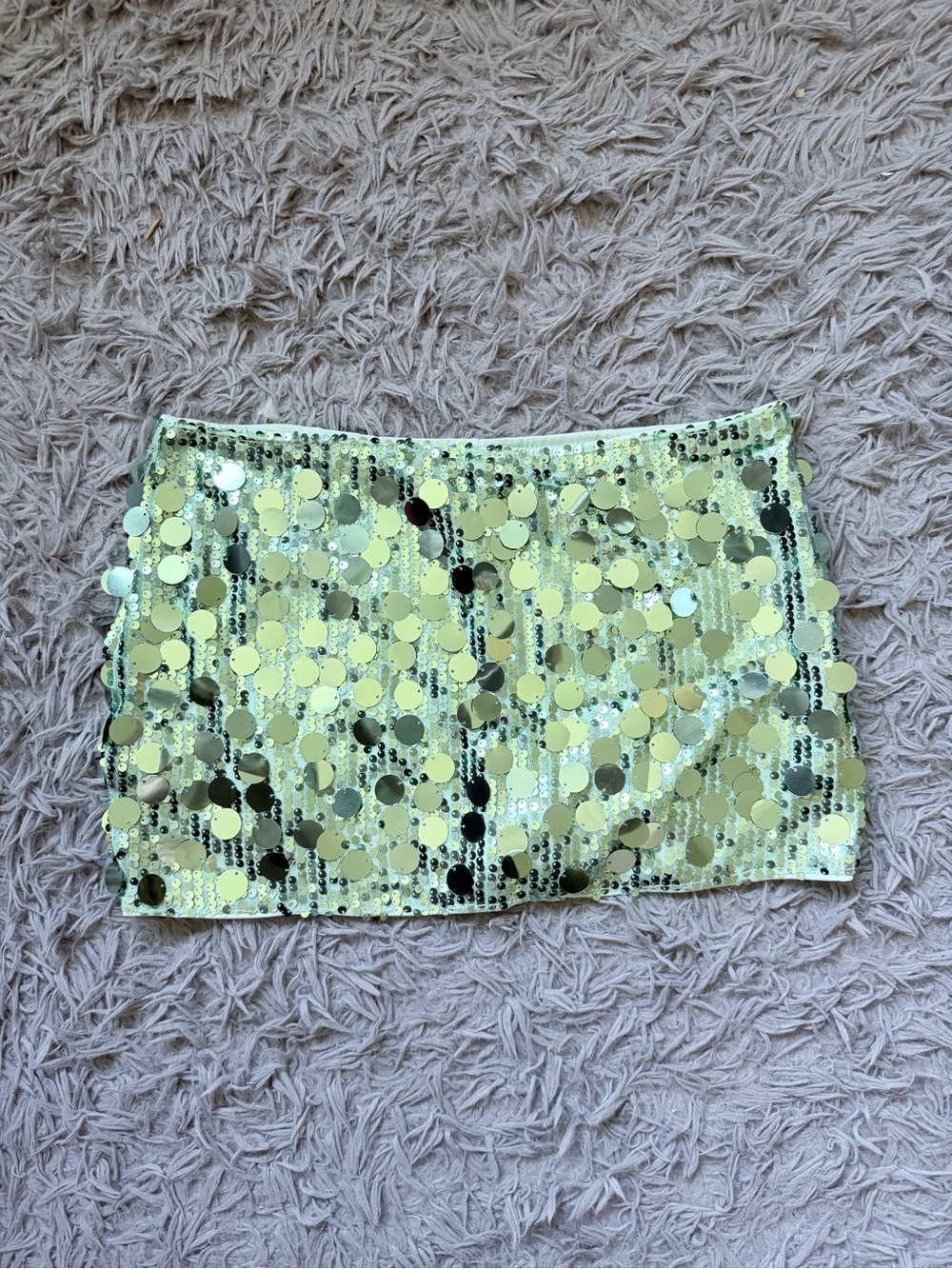 Sequin Mini Skirt in Light Green